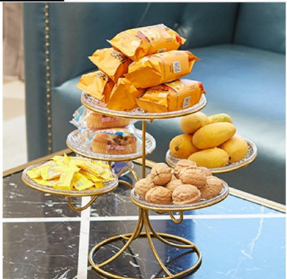 Golden Iron Multi-Tier Plate for Home Parties