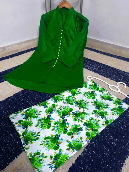 2 Pcs Women's Stitched Cotton Printed Co-Ord Set