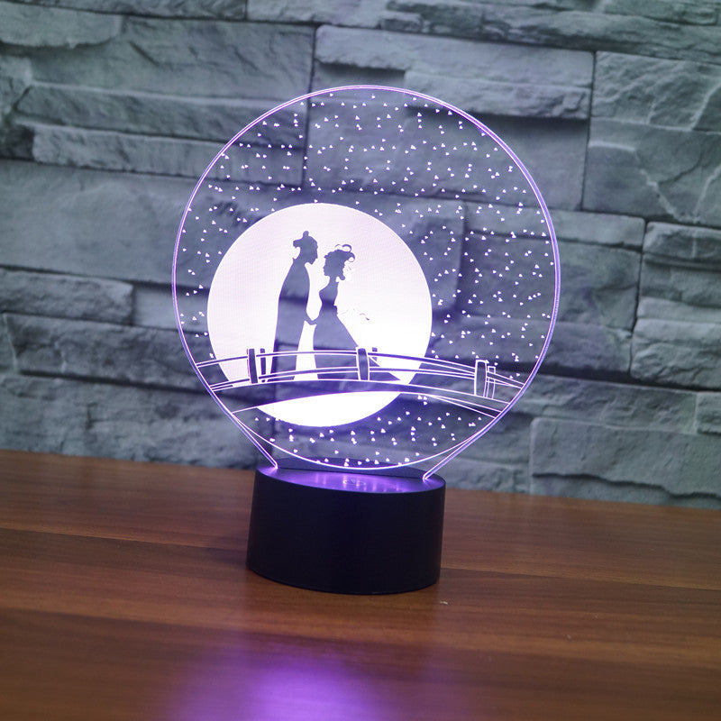3D Night Light with Magpie Bridge & Moon, Touch-Sensitive 16 Colors