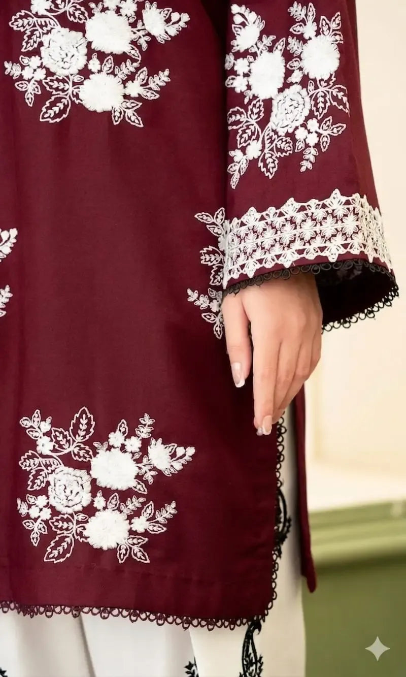 3 Pcs Women's Unstitched Embroidered Suit