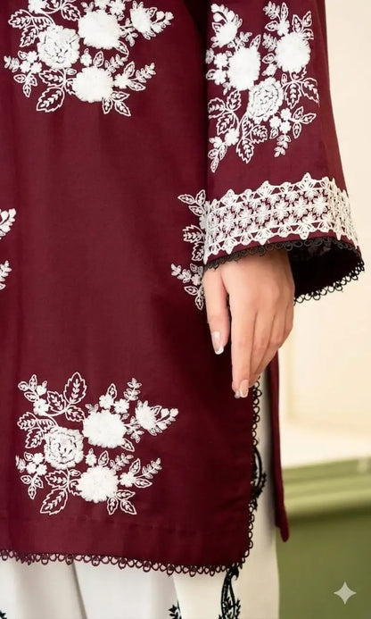 3 Pcs Women's Unstitched Embroidered Suit